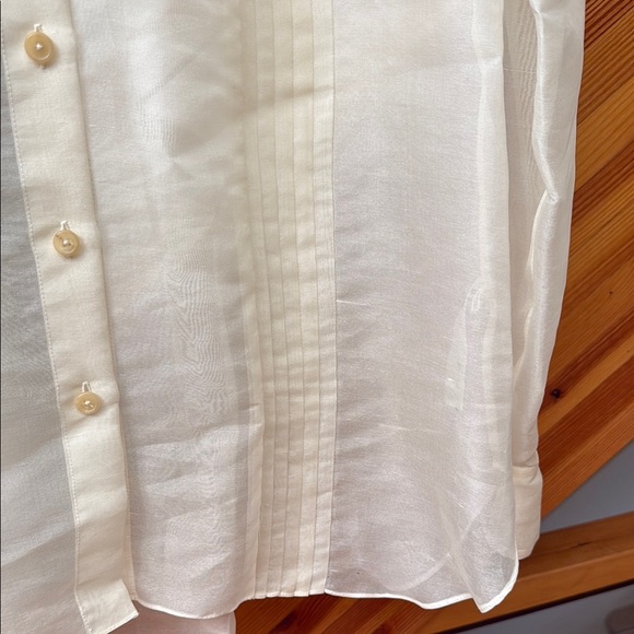 KHAITE Nori Pleated Front Silk Organza Semi Sheer Dress Shirt Sz 4 NWOT - Picture 5 of 16